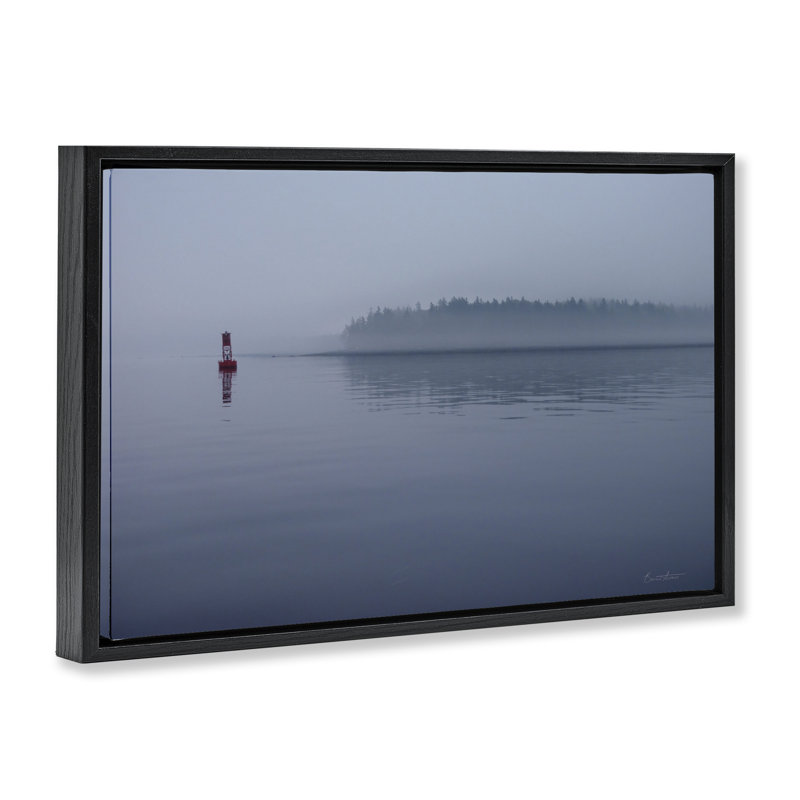 «Penobscot Bay Landscape», toile flottante encadrée par Belinda Aldrich, Cadre flottant noir de jais, H 21 po x l 31 po