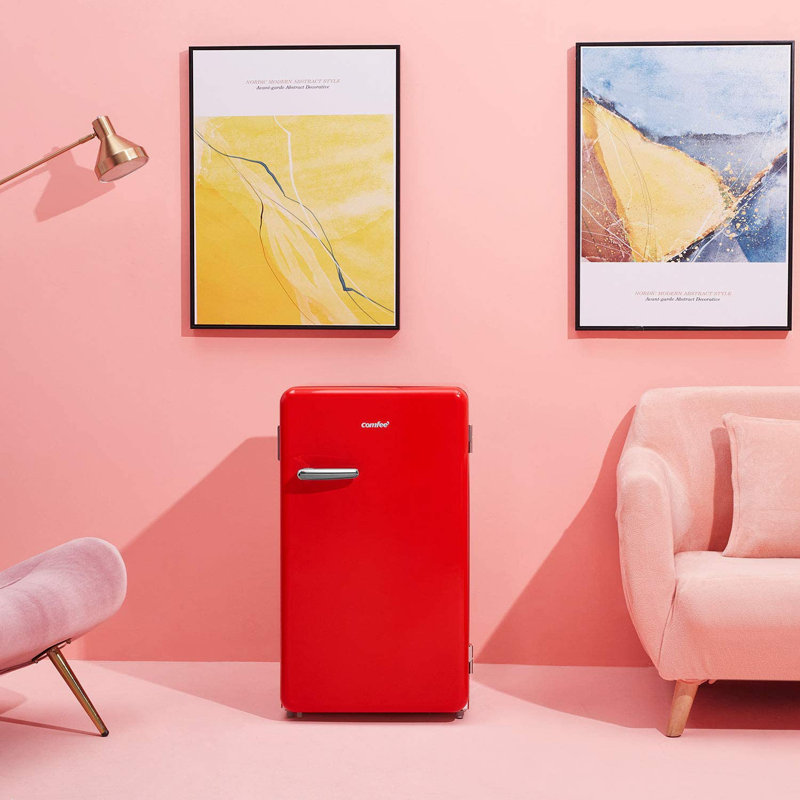 Comfee' Retro 3.3 Cubic Feet Freestanding Mini Fridge, Red