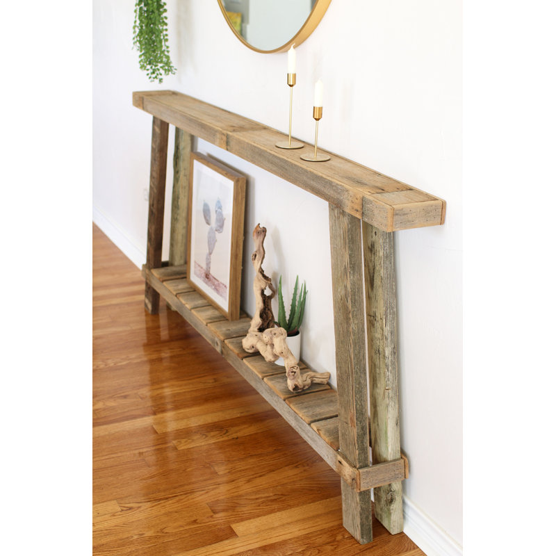 70x6x36h Oversized Skinny A-frame Console Table, Light Gray/Brown
