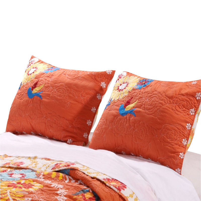 King Size Multicolor Embroidered Cotton Polyester Pillow Sham