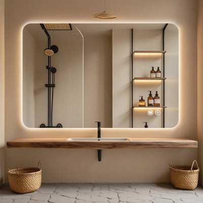 Rectangular 30"X40" Backlit Bathroom Mirror, Adjustable 3 Color Temperatures, Fast - Fog, Memory Function, Film, Hanging Flexibility, Ul Quality And High Rendering Index Mirror With Backlight,