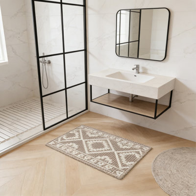Premium Weave Bath Mat, Super Absorbent And Machine Washable Non-Slip Bathroom Rug With Tassel Detail For Enhanced Safety And Comfort