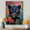 «Black Panther In Colorful Jungle Landscape III - Panther Animal», reproduction d'art murale
