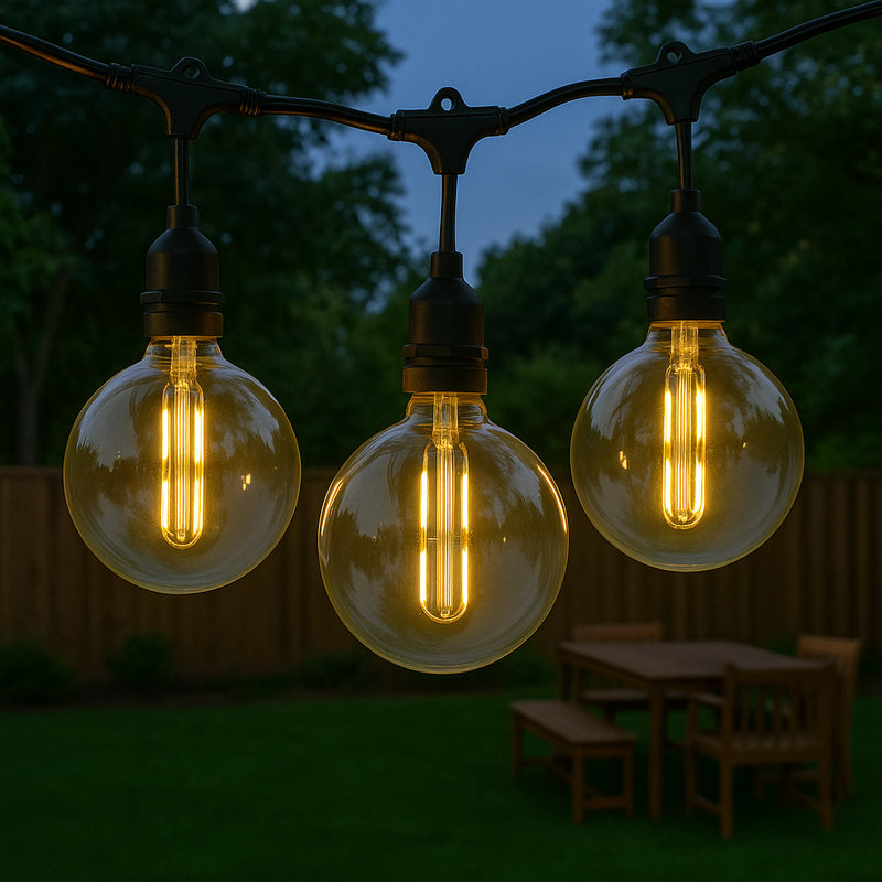 Ampoules de rechange Edison suspendues à filament intérieur / extérieur à filament DEL G125 + T25 Festive Living Glassa, blanc chaud 2700K, culot moyen E26, 4 watts