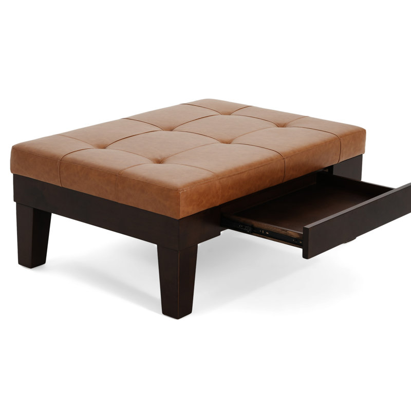Brun avec pieds fuselés carrés et tiroir de rangement - Idéal pour le salon