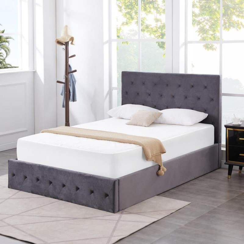 Upholstered Ottoman Storage Bed with Mattress, Double (4'6")