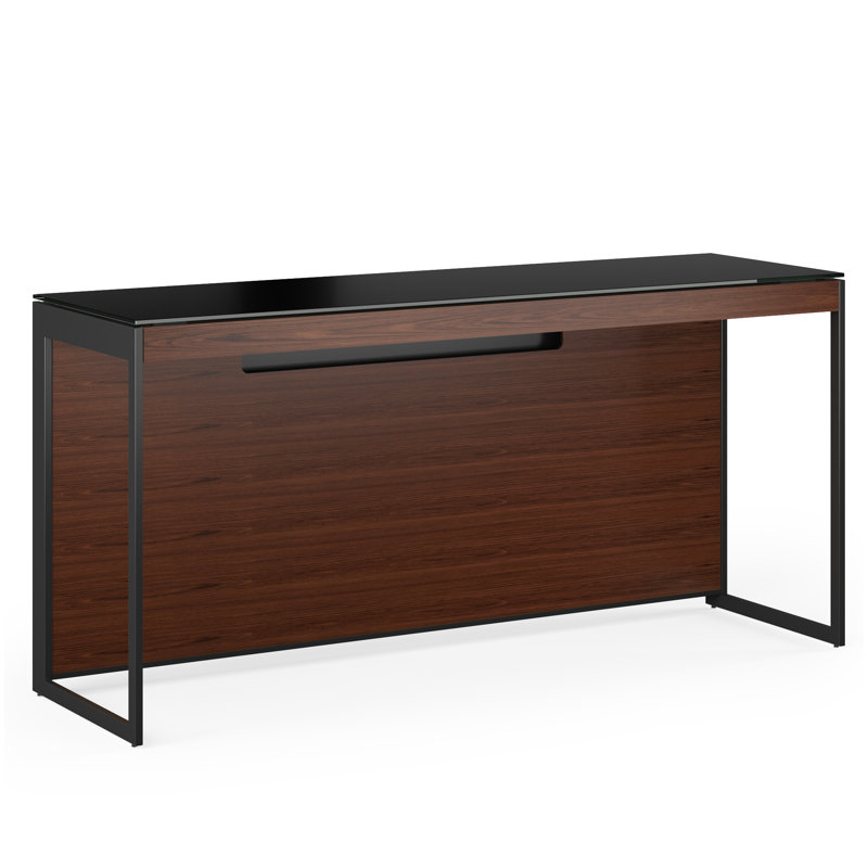Bureau en verre Sequel 20, Noyer teint de couleur chocolat / noir, 24.75" H x 48" W x 24" D