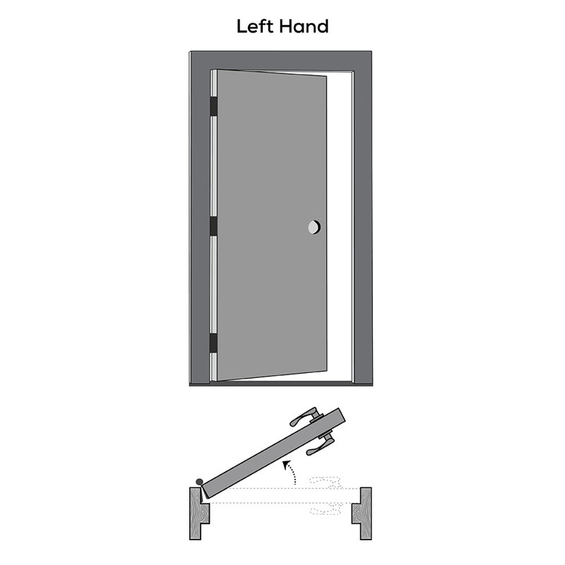 Primed MDF 3-Panel Right-Handed Interior Door with Satin Nickel Hinges