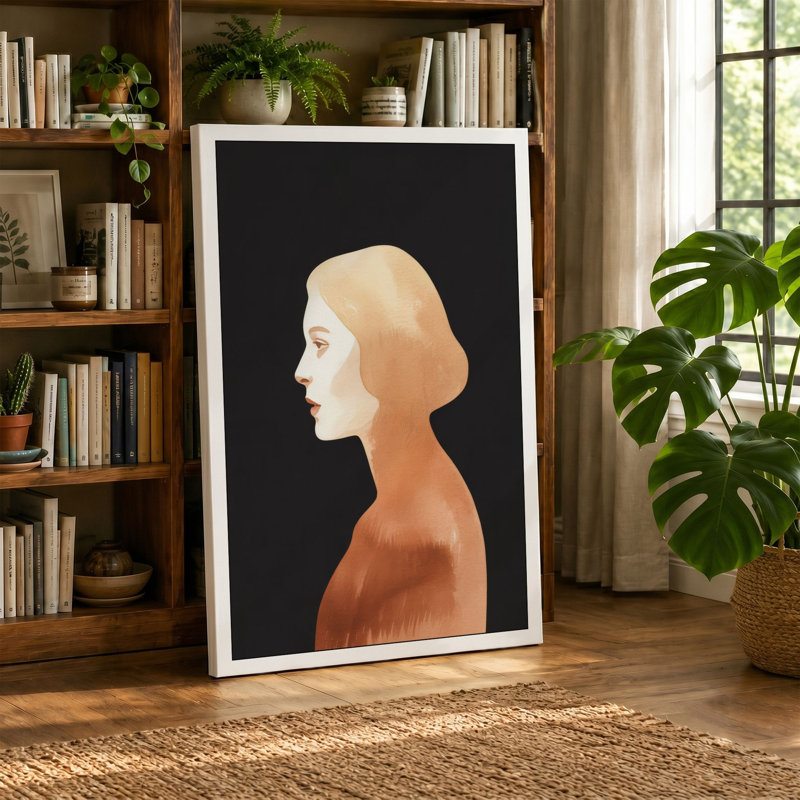Woman in Profile Boho - Wrapped Canvas, 24x16 - 61.0 x 40.6 cm, Cream Border