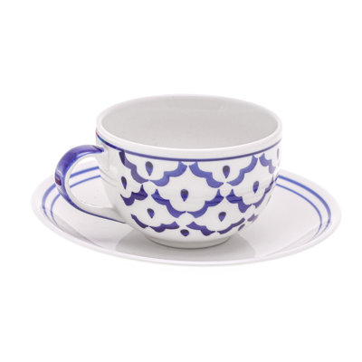 Tasse et soucoupe en céramique d'aspect ananas fait à la main Red Barrel Studio®