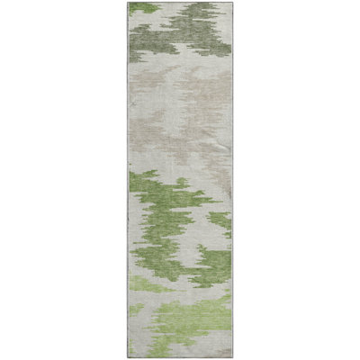 Premium Machine Washable Lisse Green Rug