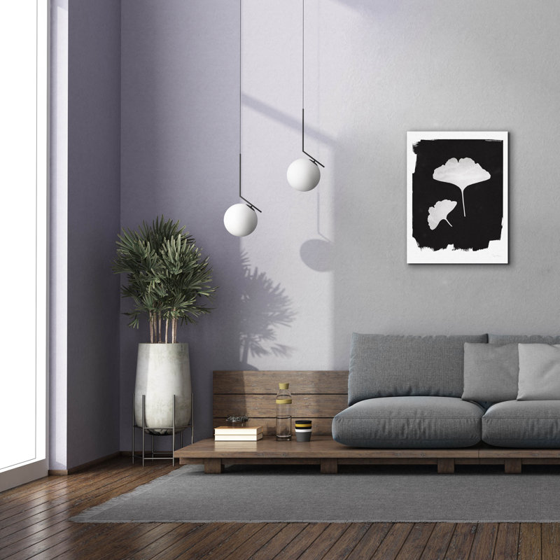 Art mural sur toile Epic Graffiti «Nature by the Lake Gingko 2 Black» par Piper Rhue, H 34 po x l 26 po x P 1,5 po