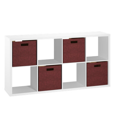 Decorative 8 Cube Bookcase With Premium Fabric Bins