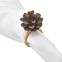 Saro Lifestyle Twisted Design Wood Napkin Rings, Brown - Set of 4