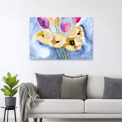 Contemporary Art Colorful Contemporary Tulip Wall Art by Janel Bragg - Wrapped Canvas Print
