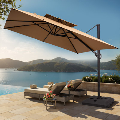 128'' Square Cantilever Umbrella, Weighted Base Included