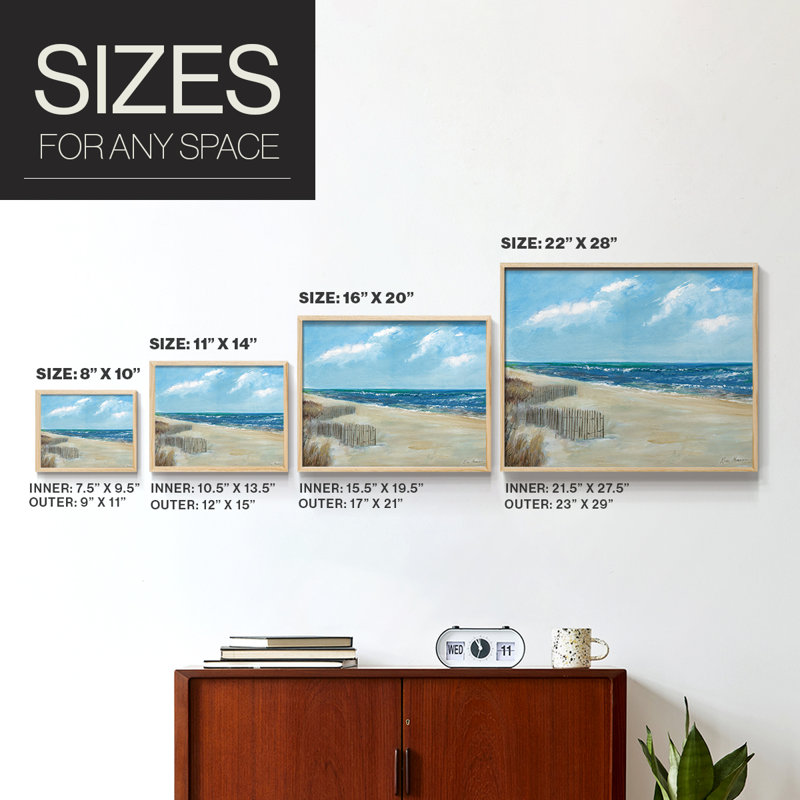 Beach Fences -Framed Print - Restickable, Naturel, H 11 po x l 14 po