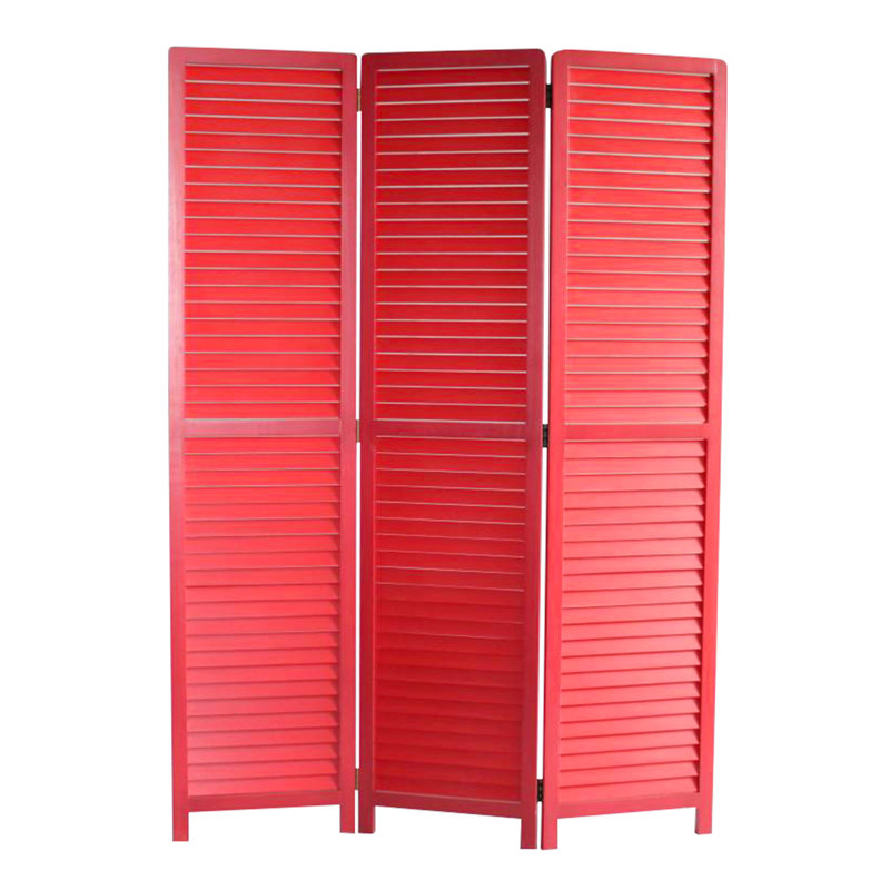 Cloison 3 panneaux en bois Andy, Rouge