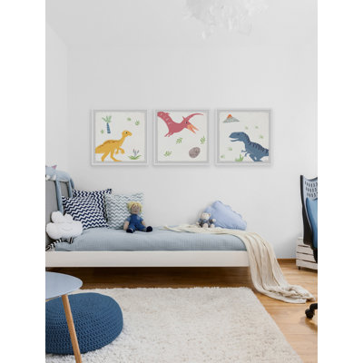 Rylan Land of the Dinosaurs Triptych 3 Piece Single Picture Frame Wall Art
