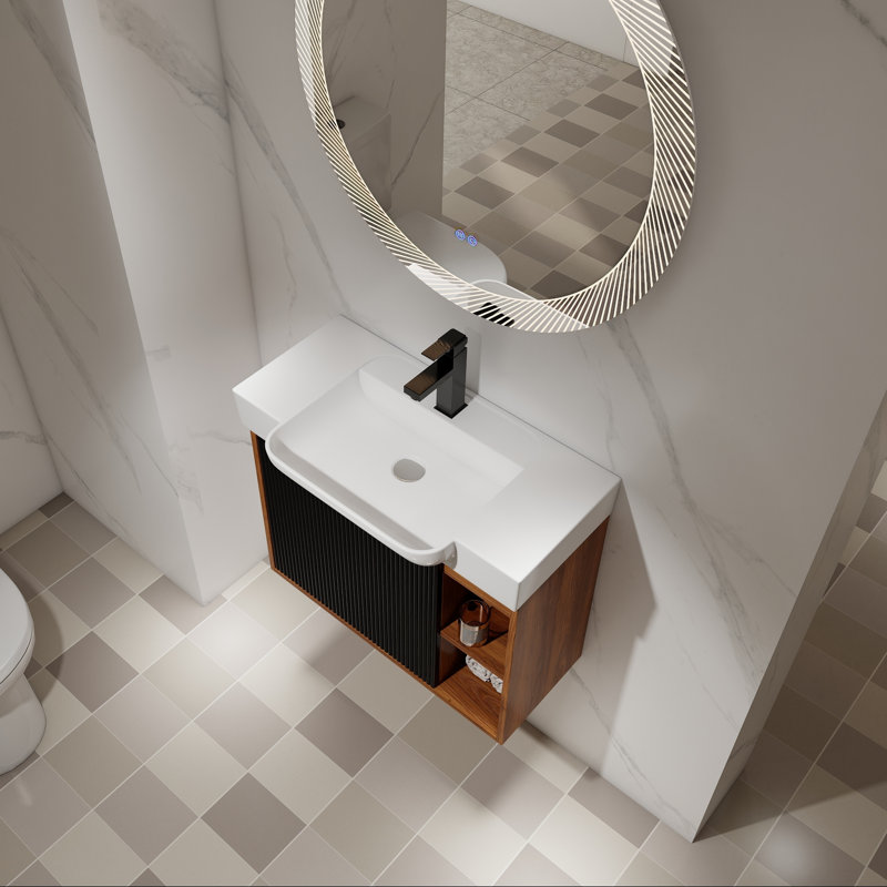 Meuble-lavabo mural avec lavabo en céramique blanche, 28"