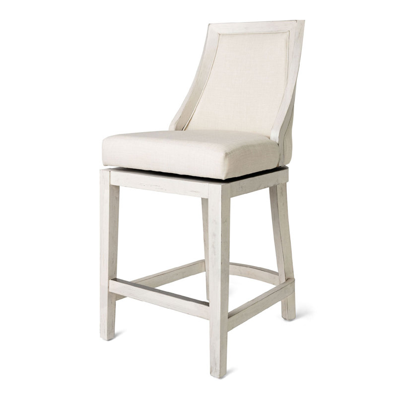 Vienna 26 Inch White Oak Swivel Counter Stool with Natural Upholstery