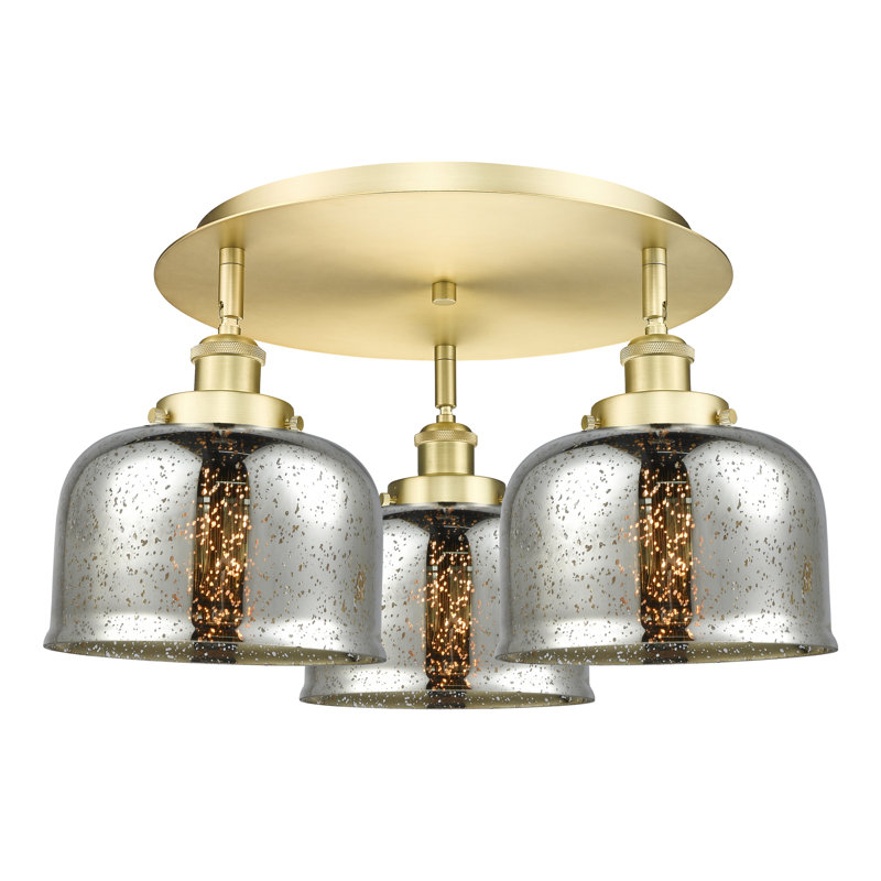 Bejtullah Glass Flush Mount, Silver Plated Mercury, Satin Gold