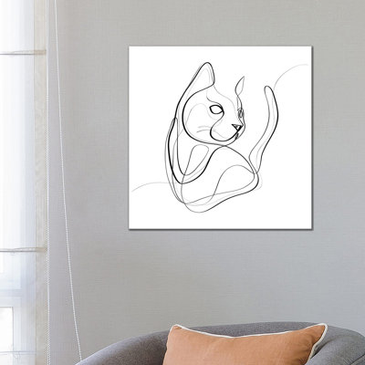 Cat 1 Piece Wrapped Canvas Wall Art