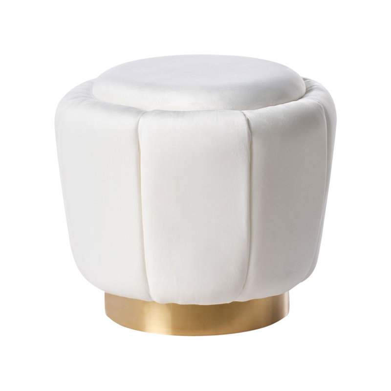 Pouffe Velvet White 43 cm 43 cm 37 cm