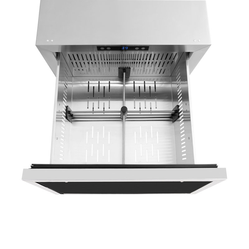 ZLINE Autograph Edition 24 In. Touchstone Refrigerator Drawer in Black Matte and Gold, Panel Ready/Gold