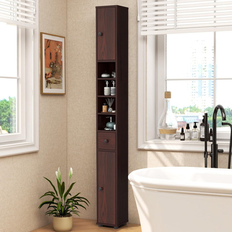 71”Tall Narrow Storage Cabinet, Brown