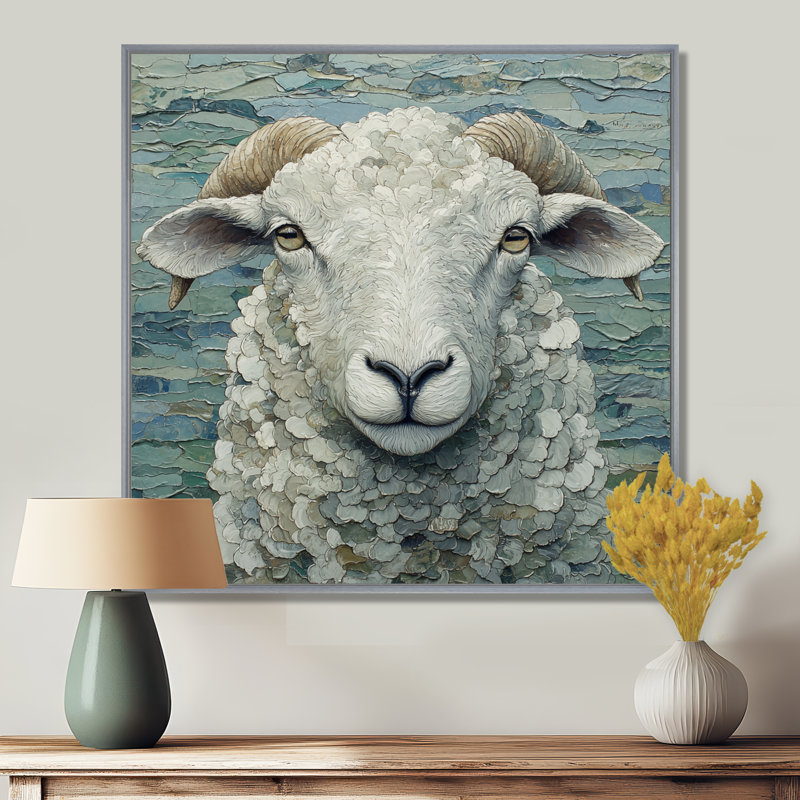 Portrait de mouton Drenna Ewes, Impression encadrée flottante, Argent argent, H 16 po x l 16 po