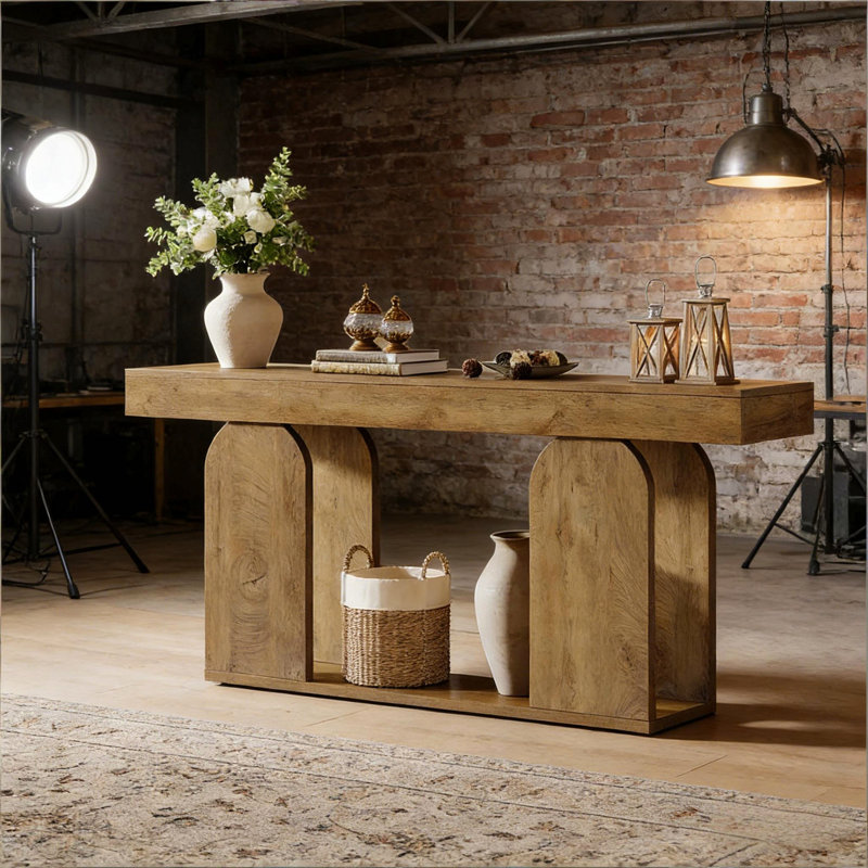 Table basse durable, table de canapé élégante, table de couloir autoportante, Brun