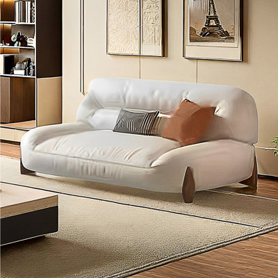 Cuir Canapé moderne minimaliste crème assorti