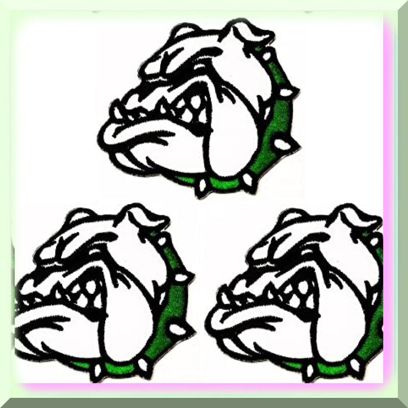 Bulldog Pitbull Embroidered Iron-On Patches Set
