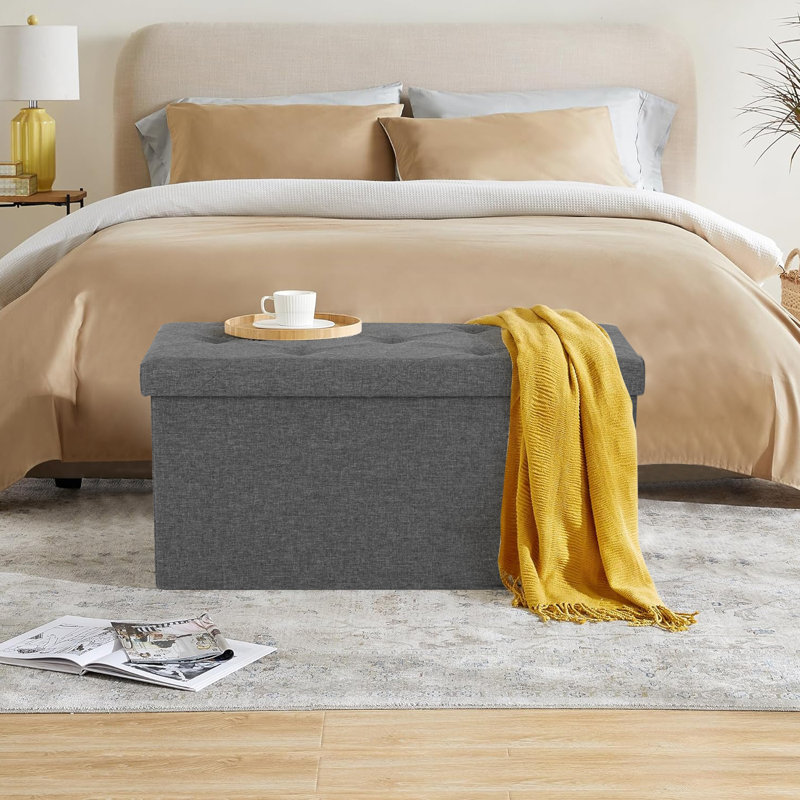 30In Foldable Storage Ottoman, Storage Chest For Bedroom End Of Bed, Large Ottoman Bench Foot Rest Stool For Living Room