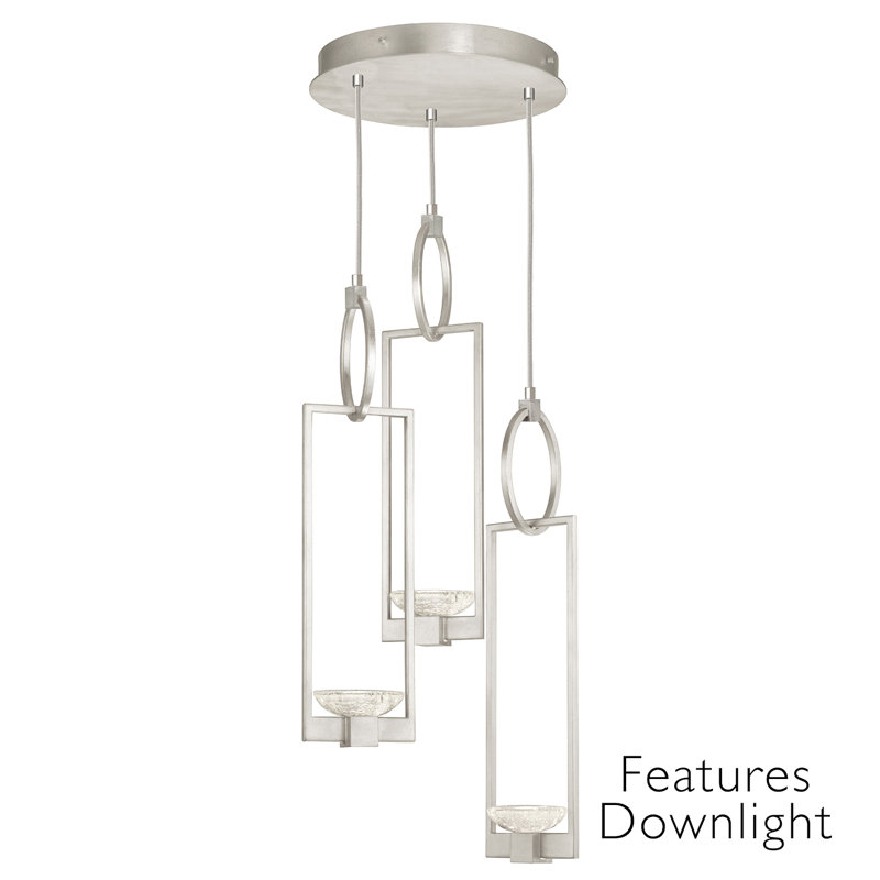 Luminaire suspendu géométrique à DEL 6 lumières Delphi, Argent