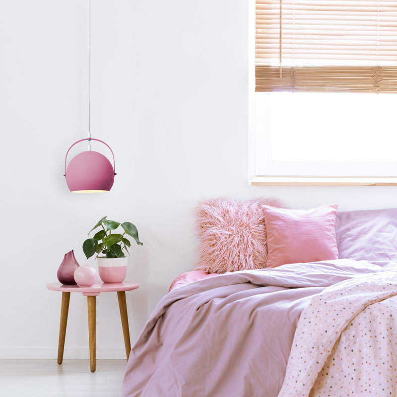 Emma Dome Pendant Light, 1 Light, Pink