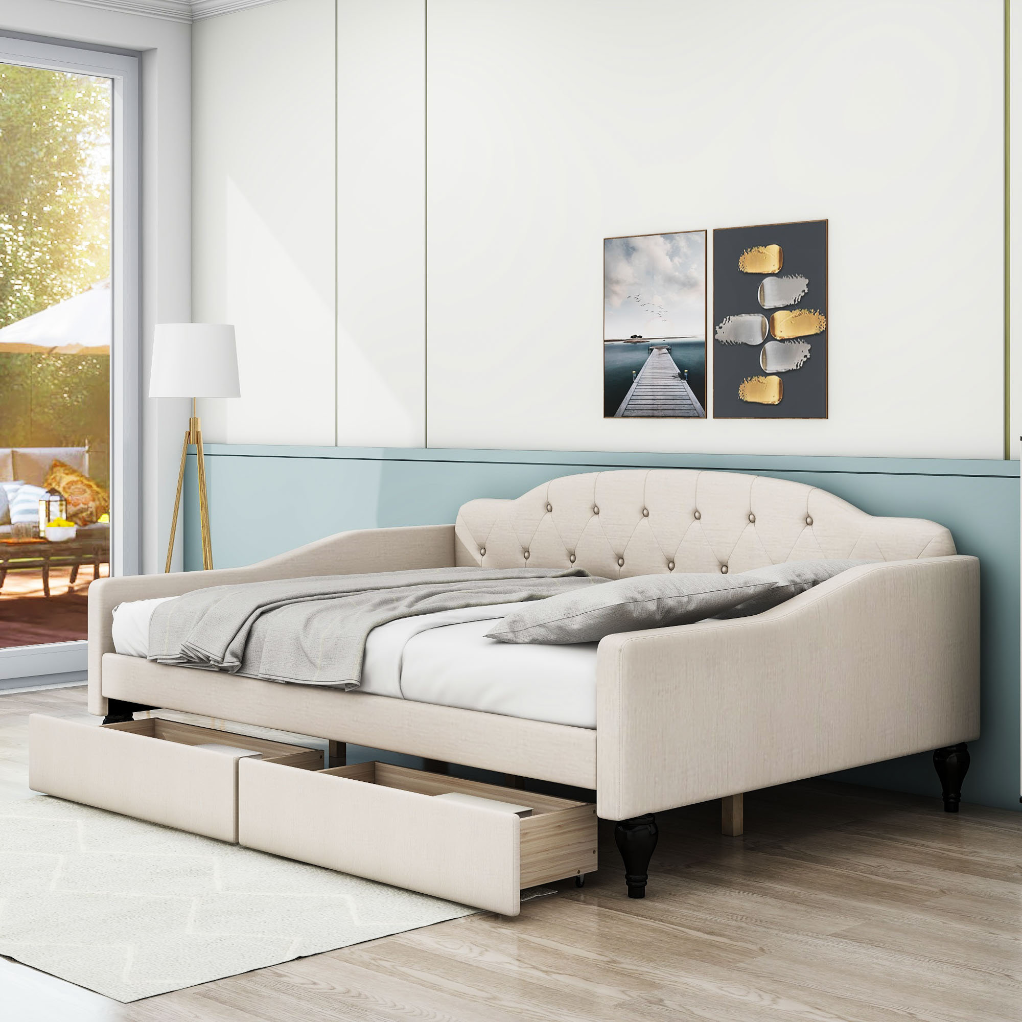 GoBeyondFurniture Full 2 Drawers Upholstered Daybed | Wayfair