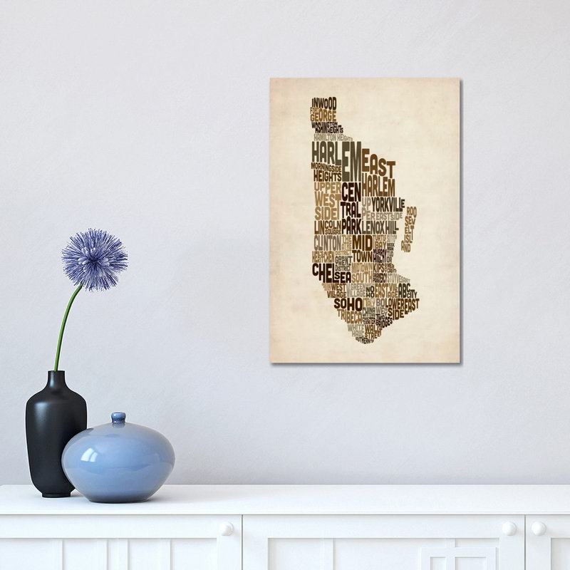 New York Map III by Michael Tompsett - Wrapped Canvas Print, 30.48 cm H x 45.72 cm W