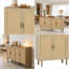 Armoire de rangement en rotin naturel - Buffet, buffet et table basse Boho Hall pour le salon, le vestibule et la salle à manger