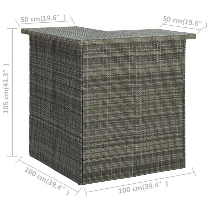 Francesco Rattan Bar Table, Grey