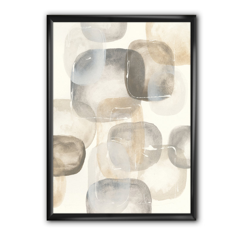 « neutral oval gray pierres ii »-image image sur toile, Cadre noir, H 40 po x l 30 po x P 1,5 po