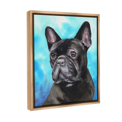 «French Bulldog On Blue» par George Dyachenko sur