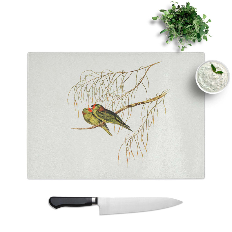 Glass Little Lorikeets by Elizabeth Gould Chopping Board, 39 cm W x 28.5 cm L