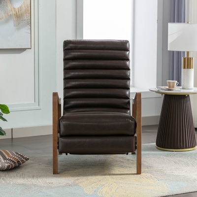 Ikraam Chance 26" Luxurious Oil Wax Leather Upholstered Push Back Recliner with Parawood Frame by Red Barrel Studio