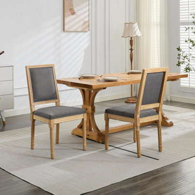 Fabric Dining Kitchen Chair,Louis Dining Chairs with Square Backrest and Exquisitely Carved Solid Wood Frame for Living Room, Kitchen