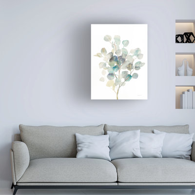 Wrapped Canvas Wall Art - Danhui Nai 'Eucalyptus III White' Wall Art for Living Room, Bedroom, or Office Décor - 35x47