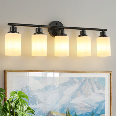 Dimmable Vanity Light with White Glass Shade for Bedroom, Bathroom