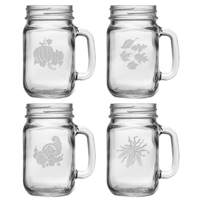 Festive Dachshund 16oz. Mason Jar Set