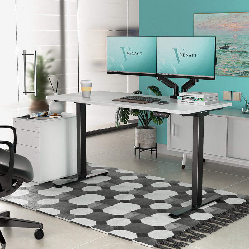 Standing Desk, 46.5" H x 47.24" W x 23.62" D, White, Black